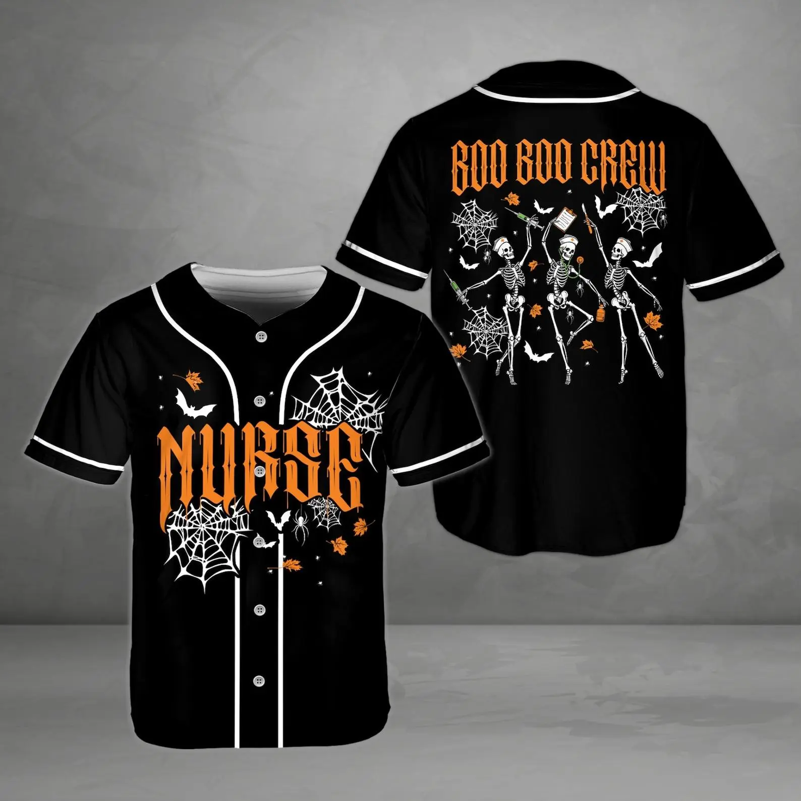 Halloween Nurse Baseball Jersey, Boo Boo Crew Jersey, Skeleton Nurse Jersey, Spooky Medical Team Jersey, Nurse Halloween Gift