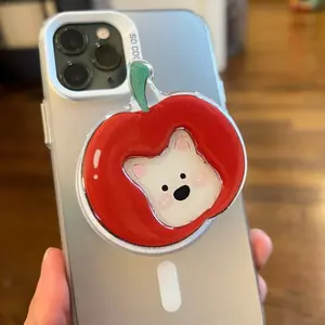 Cut Apple Dog Design Magnetic Phone Grip For MagSafe Cell Phone Holder with Adorable Dog Face Phone Accessories