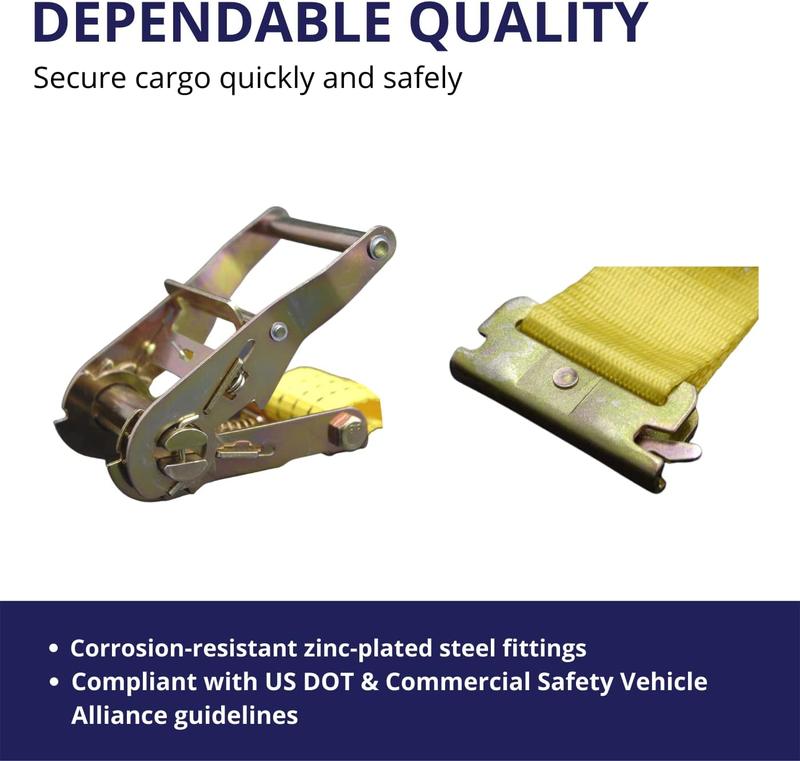 "2" x 15' E-Track Ratchet Straps 4400LB Tie Down for Heavy Duty Towing (2 Pack)"