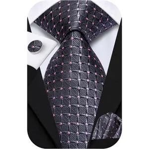 Mens 70 inches Tie Set Extra Long Necktie With Cufflinks Handkerchief For Big and Tall Men Business Wedding