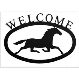 Village Wrought Iron WEL-17-L Large Running Horse Welcome Sign