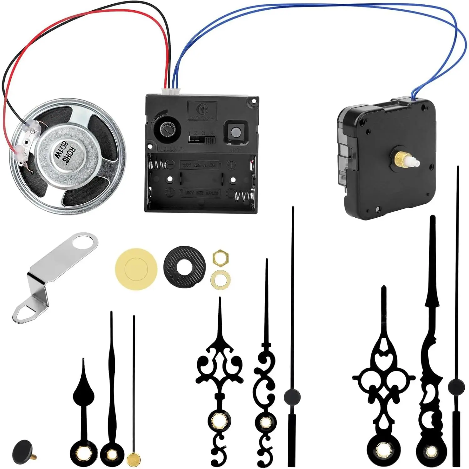 Chiming Clock Mechanism Replacement,  Motors with Chime Melody Hour Trigger and 3 Set Hands for  Grandpa Clock Repair