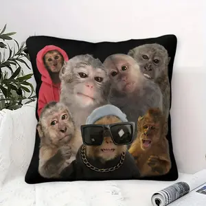 Trending Monkey Throw Pillow, Warm and Whimsical Fun Home Decor Checkered Accent Pillow, for Sofa Pillowcases and Bedding Home Decor Cushion