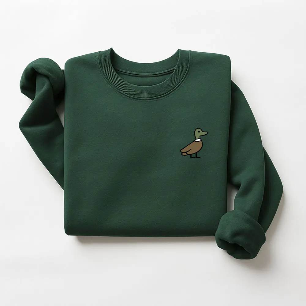 Women's Casual Long Sleeve Round Neck Mallard Duck Minimalist Cotton Unisex Pullover Sweatshirt, Hunting Season Gift Tops