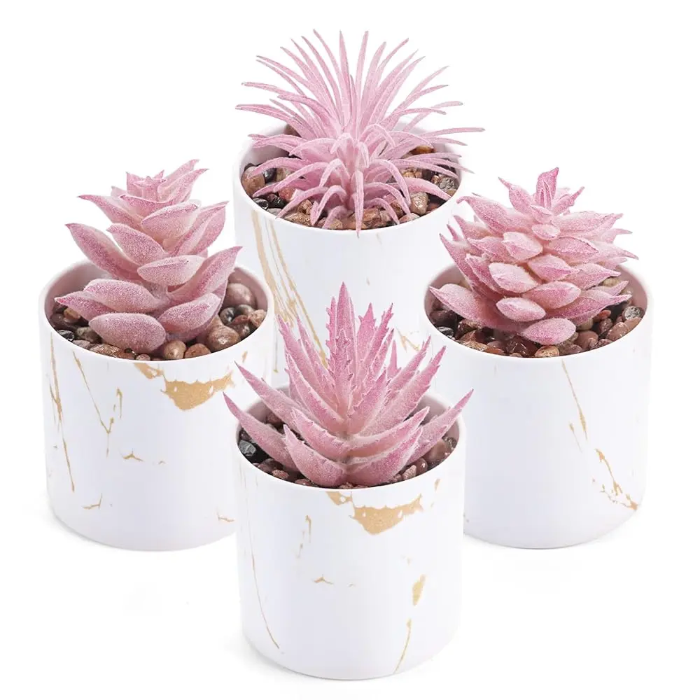 summerwins 4-Pack Flower Design Decorative Fake Indoor Plants - Nature-Infused Home Goods for Study & Home Office Desk Decor, Decorative Flowers (summerwins Mid Year Sale)