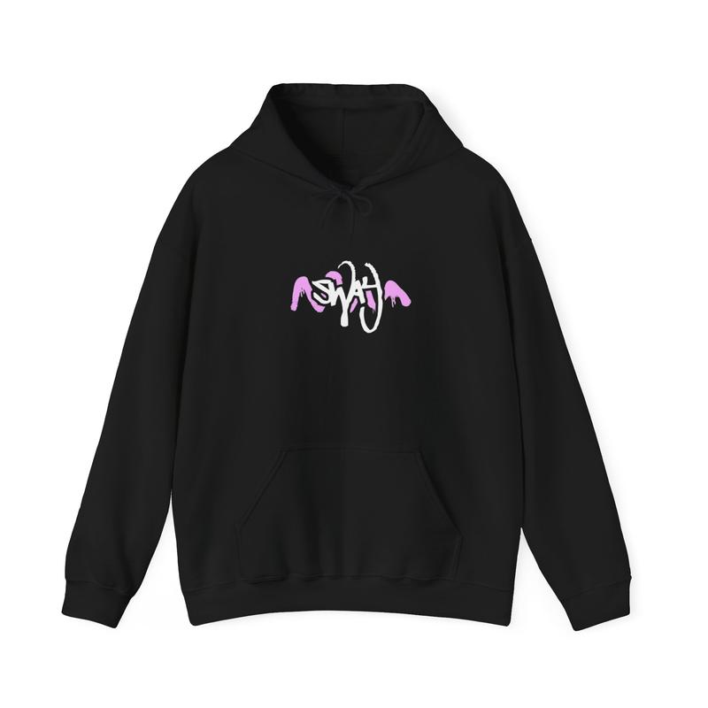 Sway Rose- Sketched Rose Over Mountain Hoodie | Pink Black Floral Graphic