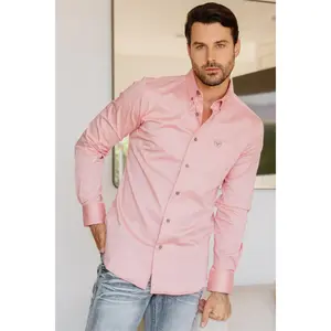 Platini Men's Modern Fit Pink Dress Shirt