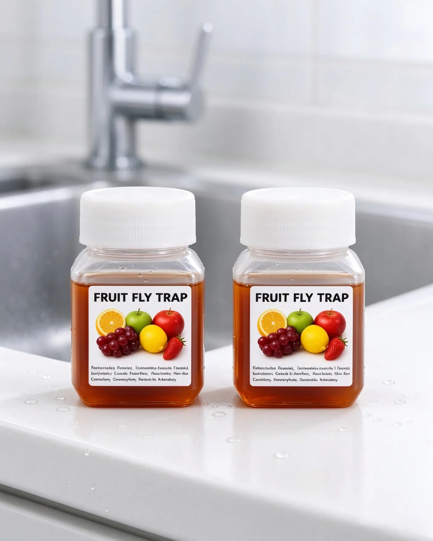 Natural Fruit Fly Trap Liquid Refill - Non-Toxic Lure Attractant for Indoor Kitchen Fruit Fly Catchers