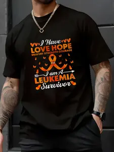 100% Cotton Unisex Love Hope Bravery Strength Men Women Leukemia Warrior T-Shirt , Men's Women's Short Sleeve Tops Crewneck Tshirt