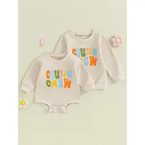 Toddler Baby Fall Sweatshirt Fuzzy Letter Embroidery Long Sleeve Round Neck Pullover Loose Tops