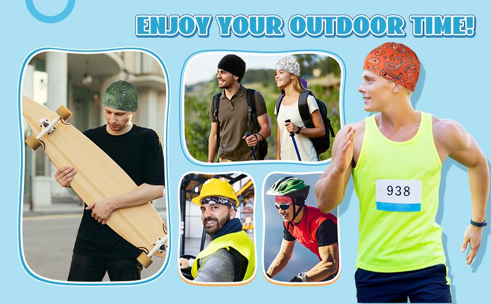 4Pcs Unisex Paisley UPF 50+ UV Protection Cooling Skull Cap Helmet Liner | CyclingTok MotorcycleTok OutdoorTok SunSafeTok Sweat Wicking Breathable Beanie Hat | for Cycling Running Hiking Gym Summer Outdoor Sports