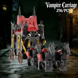 Moc Model Building Kit, Medieval Vampire War Car and Raven Knight Cart, Creative DIY Design, Indoor Decor, Halloween Christmas Gift, Miniature Set