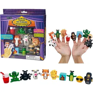 Jewish Holiday Learning & Storytelling Passover 10 Plagues Finger Puppets Set – 10 Vinyl Puppets for Each Plague - Fun Educational Toy for Kids Ages 3+, Ideal for Passover Seder & Classroom