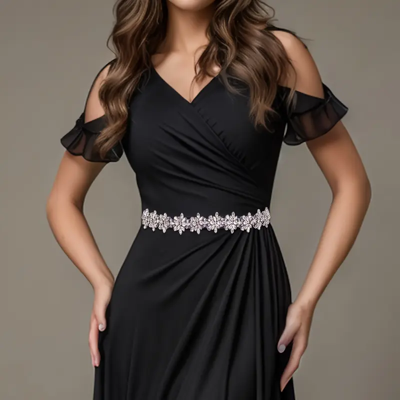 Elegant Silvery Rhinestone Bridal Belt - Adjustable, Sparkling Waist Accessory for Evening Gowns & Weddings  Bling Ceremony Party Decoration