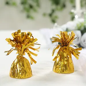 12 Pack Metallic Gold Foil Tassel Top Party Balloon Weights, 5.5oz 5"