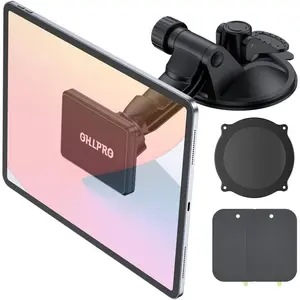 OHLPRO Magnetic Car Tablet Holder - Dashboard, Windshield Suction Cup Mount with Magnets, 360-Degree Rotation, Black, Fits 6in-11in Apple Phones/iPads, Samsung Galaxy Tabs, Kindle Bookish Stickers & Case Insert