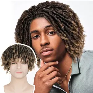 Unisex Dreadlock Hair Toppers With Clip In Braided Hair Half Wigs Short Synthetic Dreadlocks Hair Pieces Toupee Afro Curly Kinky Hair African Spring Curly Hairstyles Wig For Women And Men Halloween Christmas