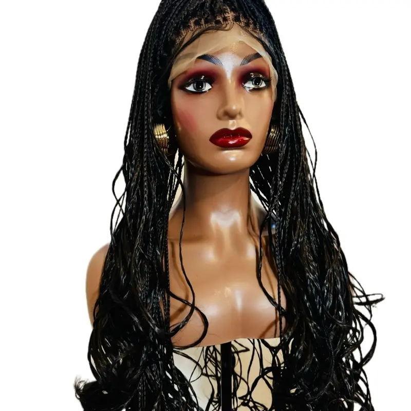 30 inches  hand braided  French curls wig . Full lace