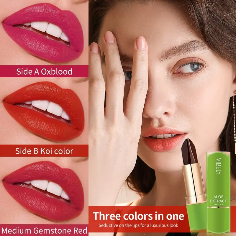 Vibely Three-Color Lipstick Set, Matte Finish, Long-Lasting Wear, Perfect for Daily Use & Commuting, Enhances Natural Glow
