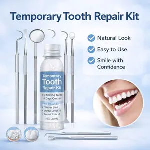 EELHOE Temporary Tooth Kit Moldable False Teeth Repair Kit with 4 Tools for Broken Missing Teeth Oral Care Ideal for Films TV Halloween Dance Parties Cosplay Whitening