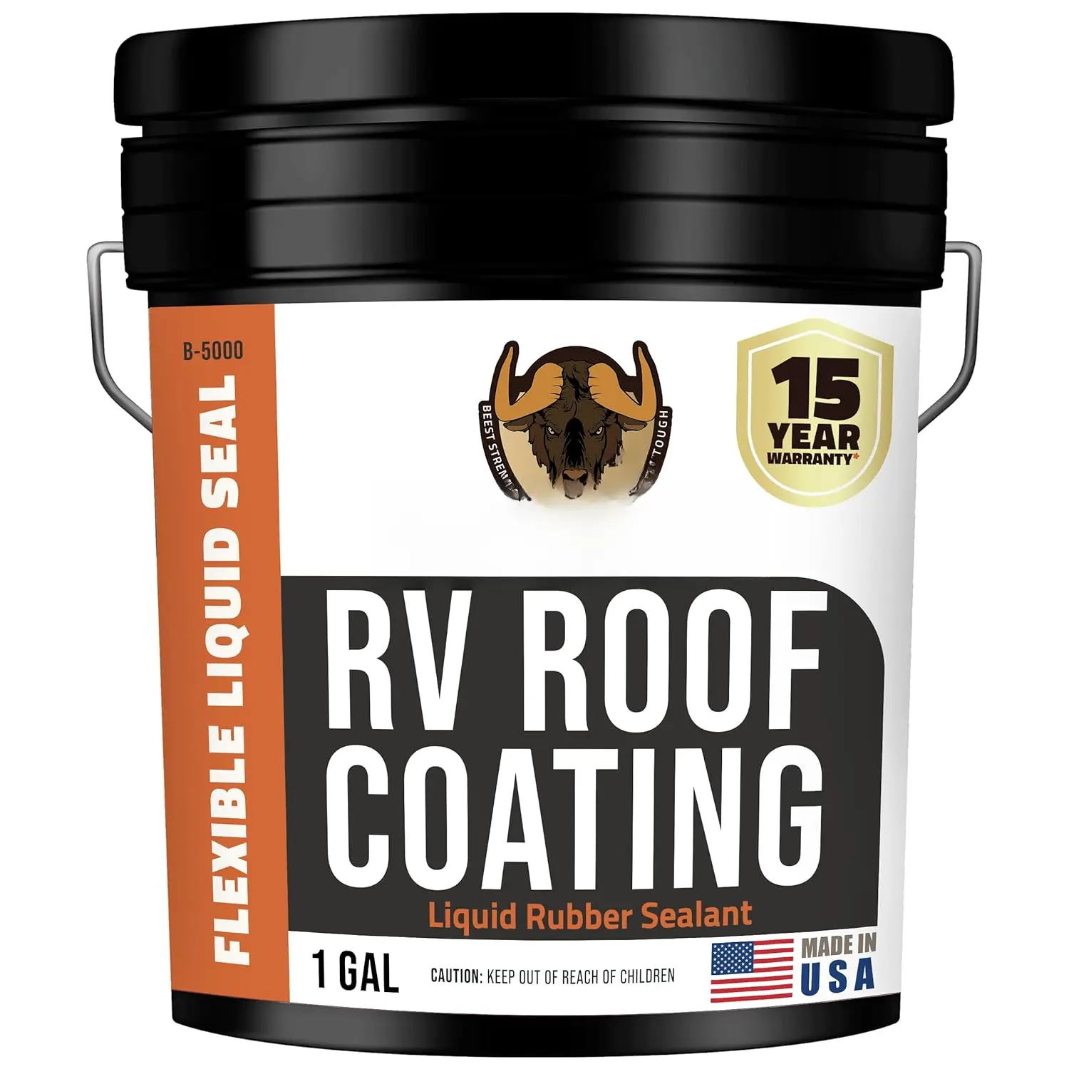 RV Roof Coating White, 1 Gallon Covers up to 50 sq ft (2 Coats), Solar Reflective & Waterproof Sealant| Elastomeric Leak Repair Coating, Liquid Rubber RV Roof Sealant for , Camper & More