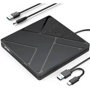 External CD/DVD Drive for Laptop [ with Power Cord] USB 3.0 USBC CD Burner DVD Player, ROM Disk Reader Writer for     Surface Laptop , Windows 11/10/8/7, MacOS, Linux