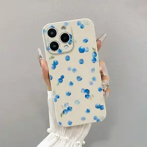 Blueberry Pattern Smartphone Casing, Decorative Handheld Cellphone Protector Cover, Phone Accessories for iPhone 11/12/13/14/15/16/17 Pro, ProMax, Air, Plus Devices