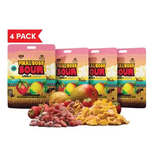 Final Boss Sour - Level 2 Sour Strawberry & Mango – 4-Pack Real Fruit Sour Snack (3.5oz Pouches)