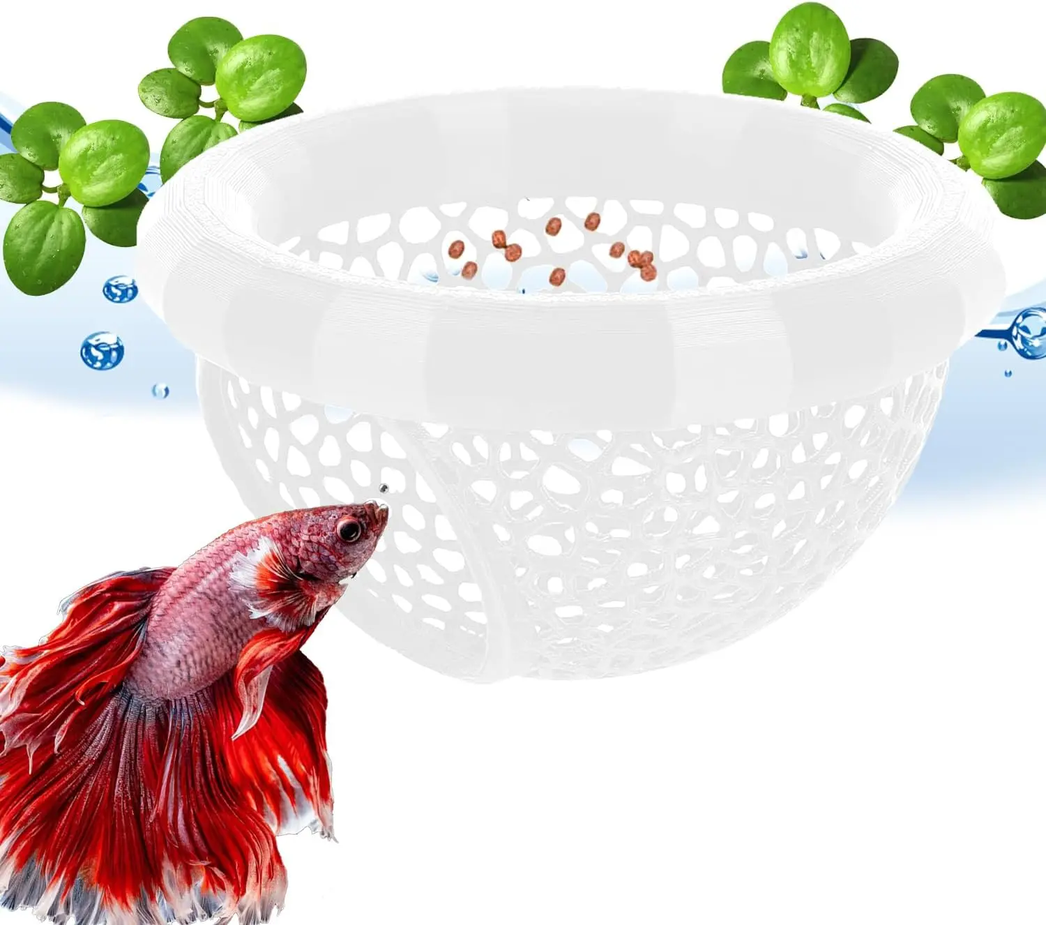 Floating Betta Hammock and Feeding Ring, Aquarium Beta Hideout, Cave, Bed, Resting Spot, Betta Fish Toys and Decor