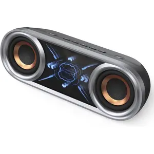 SoundBox Pro+ P400  Speaker, 50W Loud Stereo Sound, Deep Bass, 26H Playtime, Cool Mirror Lights,  5.3, IPX5 , Portable for Outdoor, Beach, Pool, Camping, Party-Grey