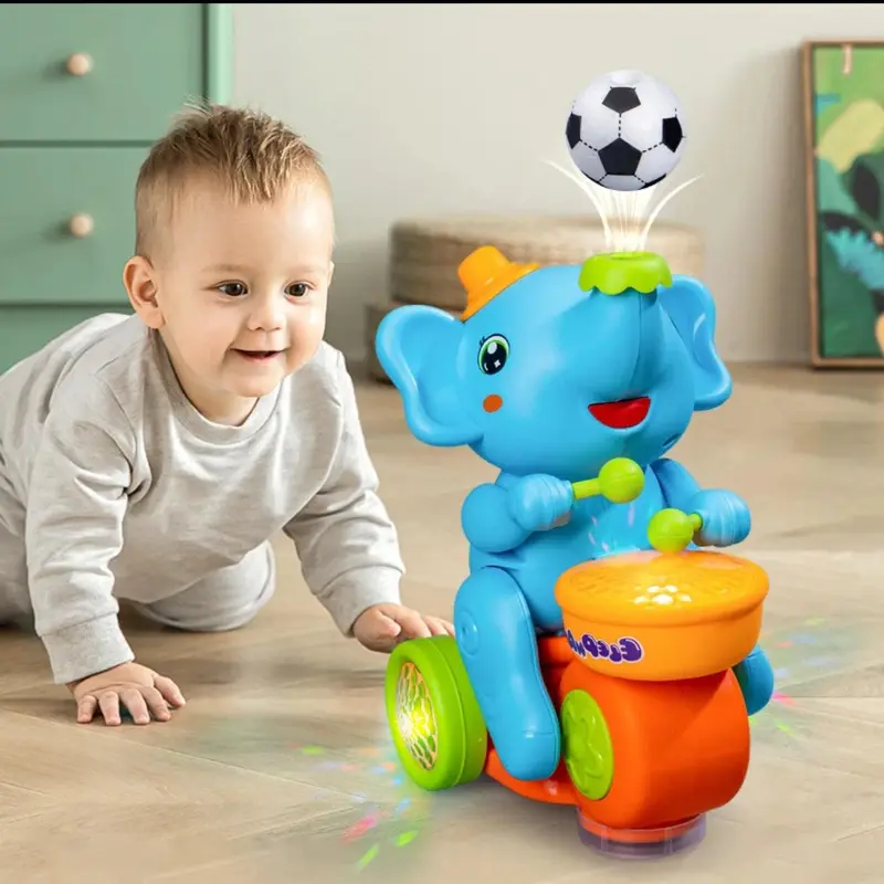 Unisex ABS Feixiang Musical Light Up LED Dancing Elephant Toddler Kids Toy - 8x6x5in, Interactive Percussion, Sensory Learning, Battery-Included Educational Gift for 3-6 Years Old, LED Lights