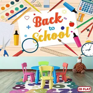 1pc 2D Flat School-Themed Throw Banner, 70.8"x43.3" Durable Polyester, Vibrant Back to School Decor for Outdoor & Classroom Use, School-Themed Throws