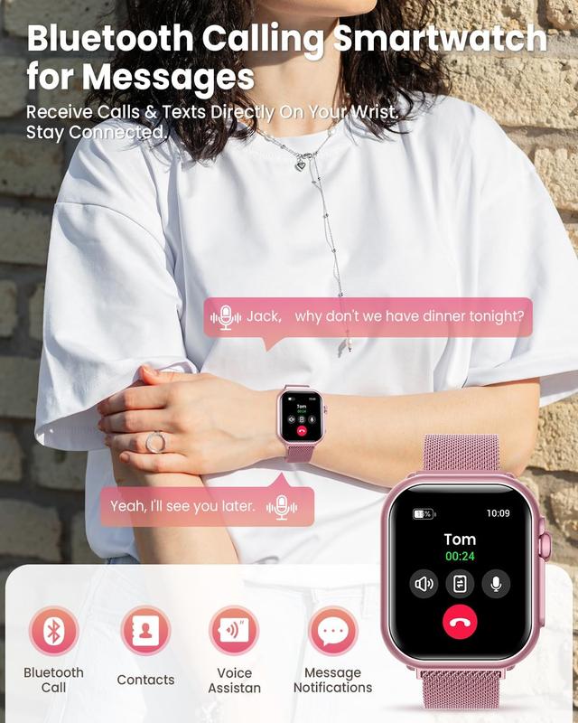 G62 Smart Watch for Women 1.83" HD Screen Bluetooth Calls Messages Notifications Sleep Heart Rate SpO2 BP Monitor 110 Sports Modes Fitness Tracker 1000mAh Battery Android iPhone Compatible nothing  watch  pro Wristwatch Automatic，Fashion Smartwatch