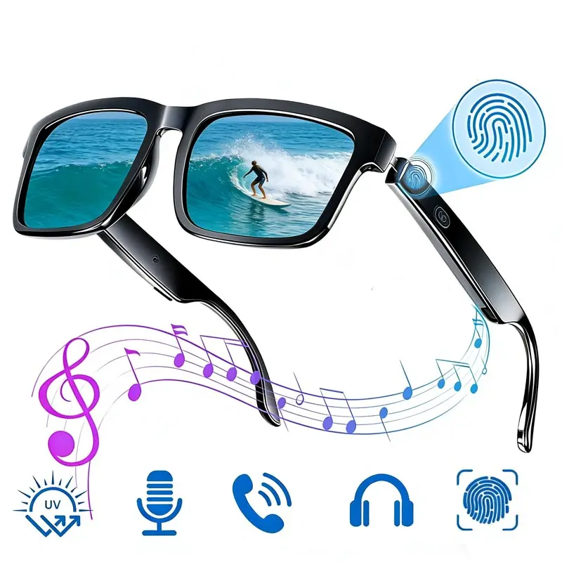 Smart Glasses, Sports Smart Glasses - Bluetooth Multifunctional Audio Glasses with Voice Assistant & Precise Touch Control, Ultra-Thin Open-Ear Speakers & Mic for Business Calls, Stylish Anti-UV Lenses for Workout, Driving, Adventure & Outdoor Moments