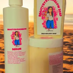 Beautybyrochglow 8oz serum, soap,8oz cream