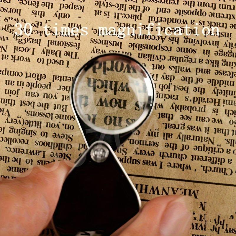 30X Triplet Magnifier - Compact, Collapsible All-Metal Construction with PMMA Lenses for Identifying Jewelry, Coins, Stamps, And Assisting Vision - No Batteries Required, Comes with a Protective Case