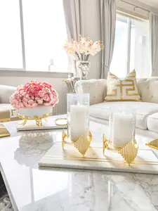 Gold Hurricane Pillar Candle Holder