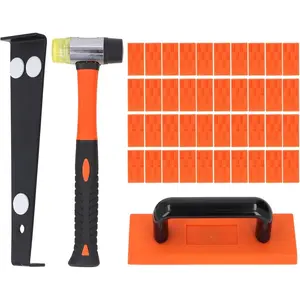 Laminate  Flooring Installation Kit 43 Count Professional Heavy Duty Tools Set Includes Double Sided Soft Rubber Mallet Pull Bar Tapping Block 40 Spacers for DIY Home