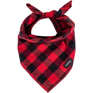 Christmas Dog Bandana XLarge-Red Black Buffalo Plaid Print Adjustable Bib Scarf Accessories for Large Dogs