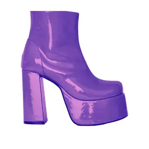 Purple Platform Patent Leather Ankle Go-go Boots, Round Toe, Glossy, Disco, 70's Fashion, 70's Outfit, Retro, Aesthetic, Groovy, Gogo boots, statement shoes, outfit inspo