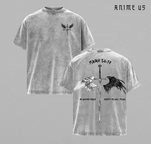 Isaiah 54:17 Bible Verse T-Shirt Washed , No Weapon Formed Christian Shirt, Sword and Angel Wings Faith Streetwear Graphic Tee, HOPE Jesus Apparel Church Outfit Gym Pump Cover