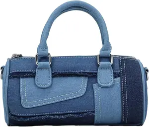 RIVERICH Denim Shoulder Bags for Women-  Patchwork Shoulder Bags Handbag Crossbody Clutch Denim Top Handle Clutch Denim Handbag Jean Purse Denim Purse for Work Office Travel Shopping Evening Handbag Clutch