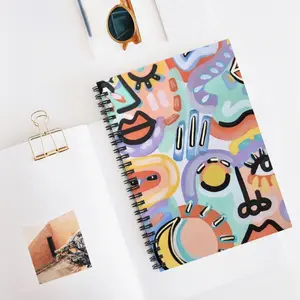 Faces Pattern Spiral Notebook - Ruled Line