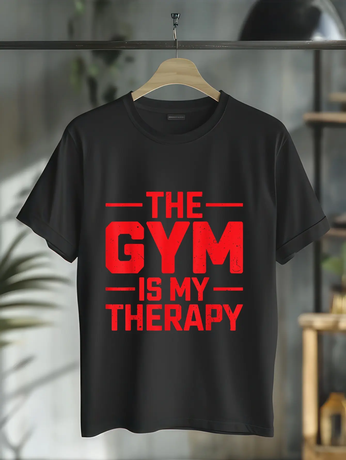 100% Cotton Motivational Fitness Quotes THE GYM IS MY THERAPY T-Shirt