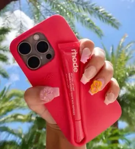 Silicone Phone Case with Lip Gloss Holder Back Stick on Holder for IPhone 17/16/15/14/13 Pro Max Plus 17 Air