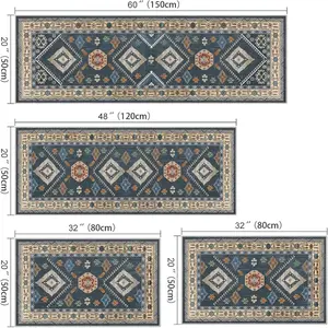 Boho Kitchen Rug Sets 4 Piece with Runner Non Slip Kitchen Rugs and Mats Washable Kitchen Mats for Floor Thick Kitchen Floor Mat Carpet Runner Rugs for Hallway Laundry Holiday Decor ,yoga room