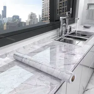 AuraHome 40cm Waterproof Marble Wallpaper Self-Adhesive PVC Countertop Peel and Stick - Oil-Proof & Moisture-Proof Decorative Vinyl for Bathroom, Kitchen & Cabinets - Instant Luxury Home Makeover