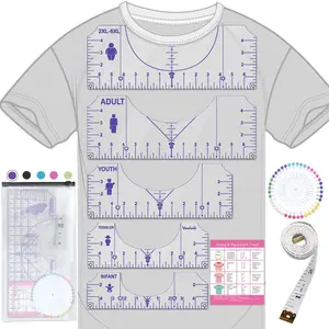 Tshirt Ruler Guide for Vinyl Alignment, T Shirt Ruler to Center Designs Alignment Tool for Embroidery Left Chest Logo Placement Tee Shirt Guide Ruler for Heat Press T-Shirt Printing Guide Set