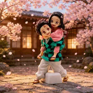 Demon Slayer Tanjiro and Nezuko Back-To-Back Figure, Classic Brother-Sister Scene, Detailed PVC Statue, Perfect for Fans