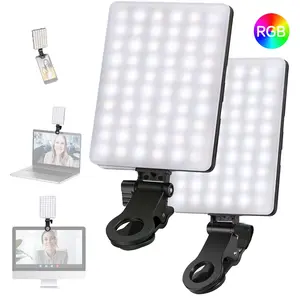 RGB LED Pocket Light, Mini Clip-On Rechargeable Video Light for Phone iPad Laptop, Ideal for Vlogging Selfies Live Streaming Photography